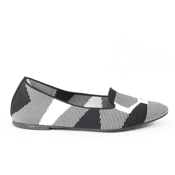 Skechers Cleo Ballet Flat sz 7 Women Slip on Shoe black white print - Picture 3 of 9